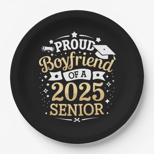 Stolzer Freund eines 2025-Graduate-Abschlusses Pappteller (Vorderseite)
