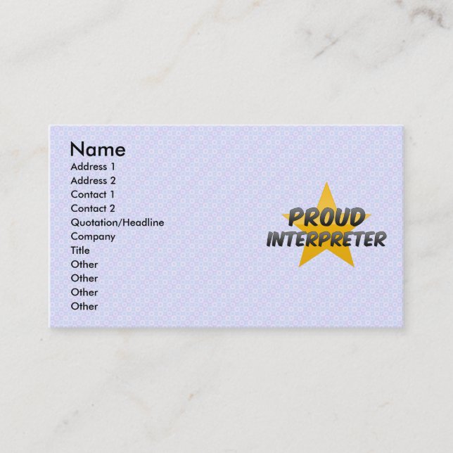 Stolzer Interpret Visitenkarte (Vorderseite)