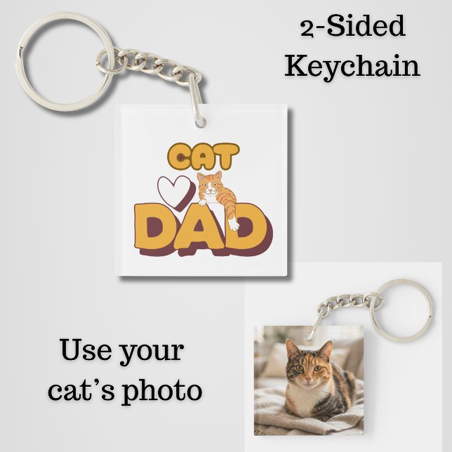Stolzer Katzenpapa Vatertag doppelseitig Schlüsselanhänger (2-Sided Cat Dad Keychain)