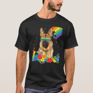Stolzer Lgbt Gay Deutscher Schäferhund Stolz Flagg T-Shirt