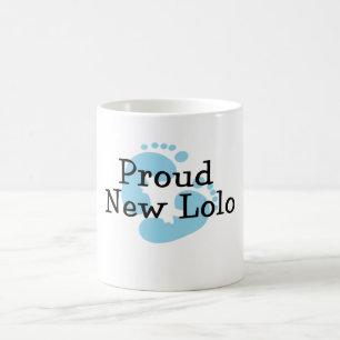 Stolzer neuer Lolo-Baby-Junge Fußabdrücke Tasse