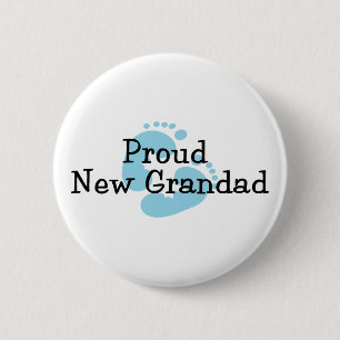 Stolzer neuer Opa Baby Jungen Fußabdrücke Button