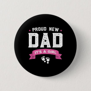 Stolzer neuer Papa Es ist ein Mädchen Süßes Baby V Button