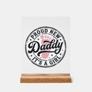Stolzer neuer Papa, es ist ein Mädchen, Vintage-Ba Acrylschild