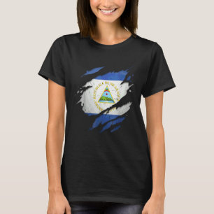 stolzer Nicaraguaner zerrissene zerrissene Flagge T-Shirt