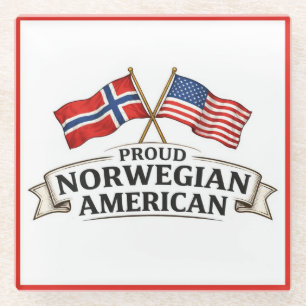 Stolzer norwegisch-amerikanischer Glasuntersetzer