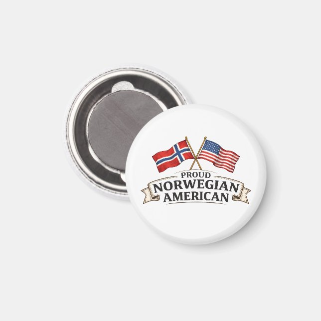 Stolzer norwegisch-amerikanischer Magnet (Vorderseite/Rückseite)