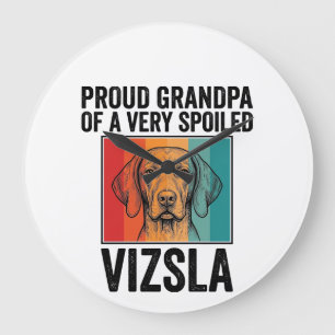 Stolzer Opa Vizsla Vintage Hundeliebhaber Design_1 Große Wanduhr