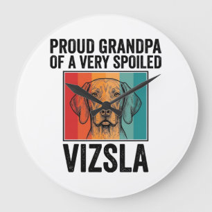 Stolzer Opa Vizsla Vintage Hundeliebhaber Design_1 Große Wanduhr