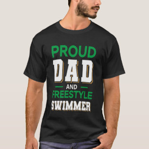 Stolzer Papa Freestyle-Schwimmer-Design Dunkelgrün T-Shirt