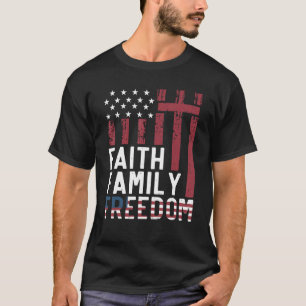 Stolzer patriotischer Christ 4. Juli Glaube Famili T-Shirt