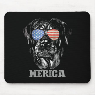 Stolzer Rottweiler Hund Merica Patriotisch 4. Juli Mousepad