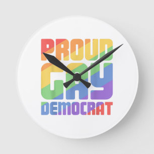 Stolzer schwuler Demokrat lustiger LGBT Runde Wanduhr