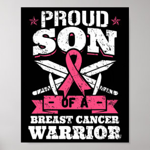 Stolzer Sohn des Brustkrebses Krieger rosa Bewusst Poster
