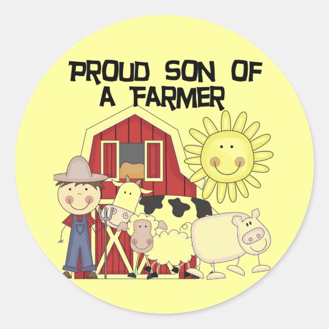 Stolzer Sohn ein Bauers-der T-Shirts und der Runder Aufkleber (Vorderseite)