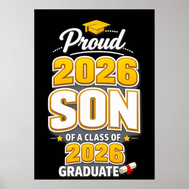 Stolzer Sohn eines Absolventen der Klasse 2026 Abs Poster (Vorne)