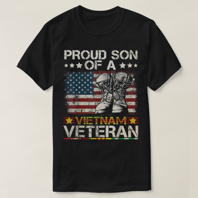 Stolzer Sohn Vietnams Veteran US-Flagge T-Shirt (Design vorne)