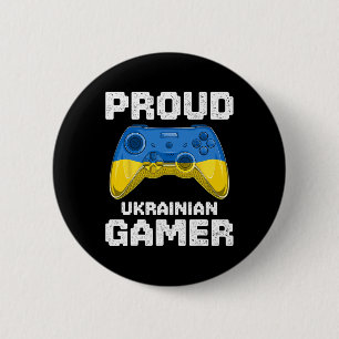 Stolzer ukrainischer Gamer Ukraine-Flagge Videospi Button