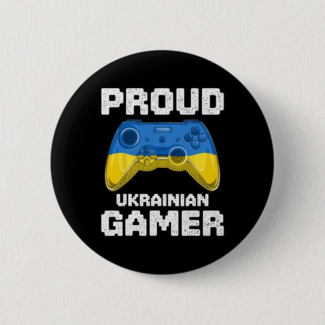 Stolzer ukrainischer Gamer Ukraine-Flagge Videospi Button (Vorderseite)