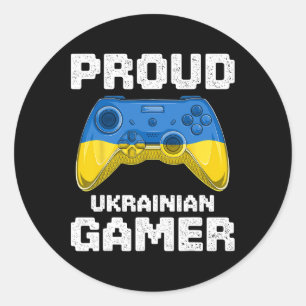 Stolzer ukrainischer Gamer Ukraine-Flagge Videospi Runder Aufkleber