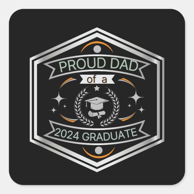 Stolzer Vater 2024 Vatertag Abschluss Quadratischer Aufkleber (Vorderseite)