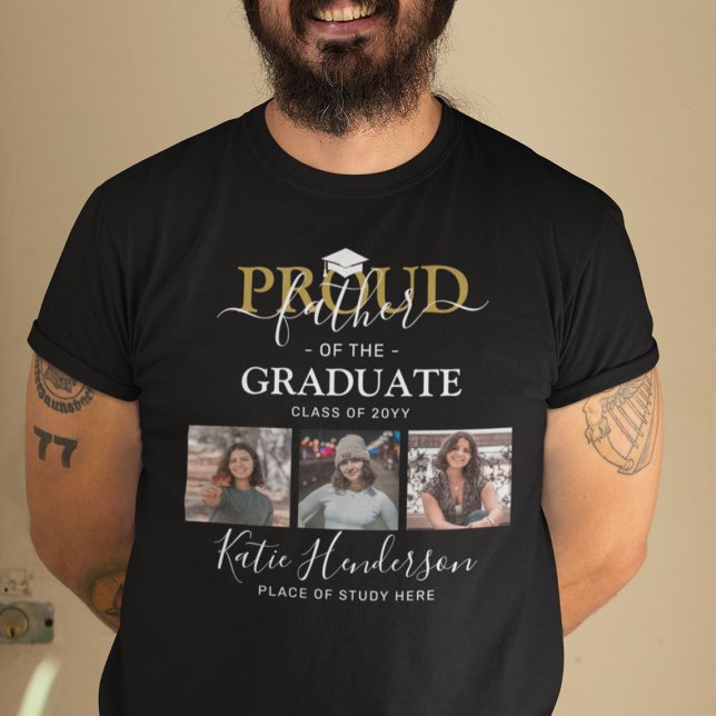 Stolzer Vater der Graduate Foto Collage T-Shirt (Von Creator hochgeladen)