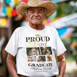 Stolzer Vater des Absolventen T-Shirt<br><div class="desc">Abschluss Zeremonie T - Shirt mit einem Absolventen Mortarboard,  5 Fotos Ihres Sohnes oder Ihrer Tochter,  das Sprichwort "stolzen Vater des Absolventen",  ihren Namen,  Ort des Studiums,  und Klasse Jahr.</div>