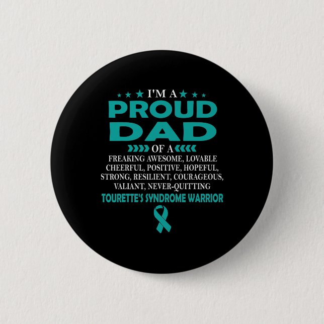 Stolzer Vater des Tourette-Syndroms Warrior Button (Vorderseite)