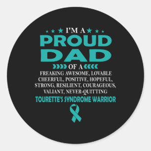 Stolzer Vater des Tourette-Syndroms Warrior Runder Aufkleber