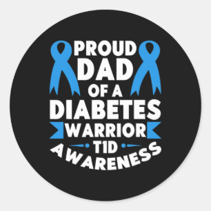 Stolzer Vater eines Diabetes-Warrior T1D-Bewusstse Runder Aufkleber