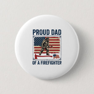 Stolzer Vater eines Feuerwehrmanns Vintage-Flagge  Button