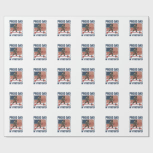 Stolzer Vater eines Feuerwehrmanns Vintage-Flagge Geschenkpapier