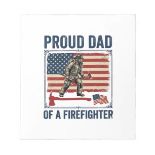 Stolzer Vater eines Feuerwehrmanns Vintage-Flagge  Notizblock