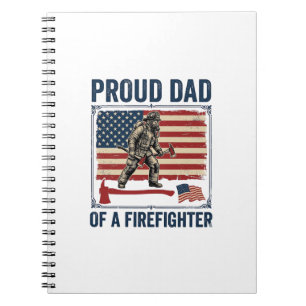Stolzer Vater eines Feuerwehrmanns Vintage-Flagge  Notizblock