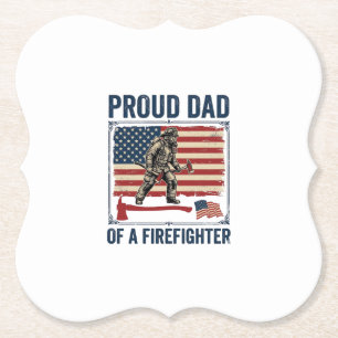Stolzer Vater eines Feuerwehrmanns Vintage-Flagge  Untersetzer