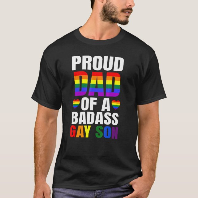 Stolzer Vater eines Gay Son Gay Pride Monat Ally L T-Shirt (Vorderseite)