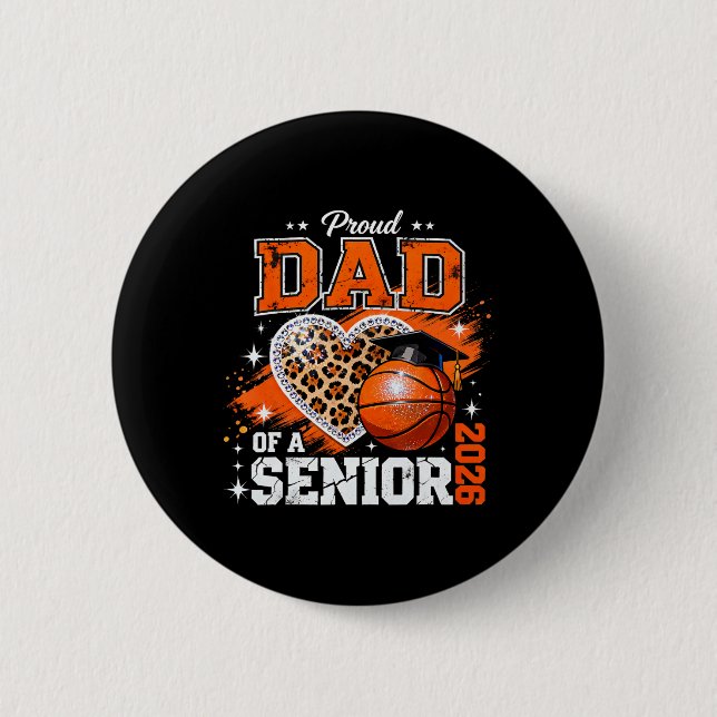 Stolzer Vater eines Seniors 2026 Sketll Leopard Ab Button (Vorderseite)