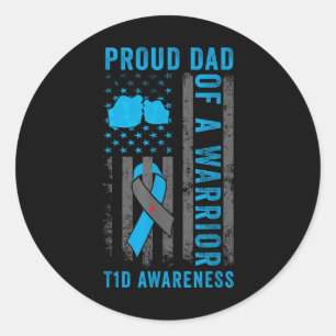 Stolzer Vater eines T1d Warrior Typ 1 Diabetes Awa Runder Aufkleber
