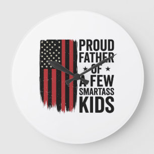 Stolzer Vater einiger frecher Kinder Patriotisches Große Wanduhr