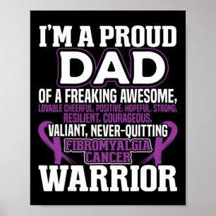 Stolzer Vater Fibromyalgie Bewusstsein Ribbon Männ Poster