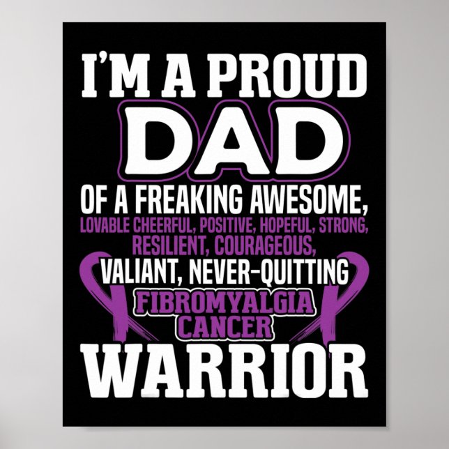 Stolzer Vater Fibromyalgie Bewusstsein Ribbon Männ Poster (Vorne)