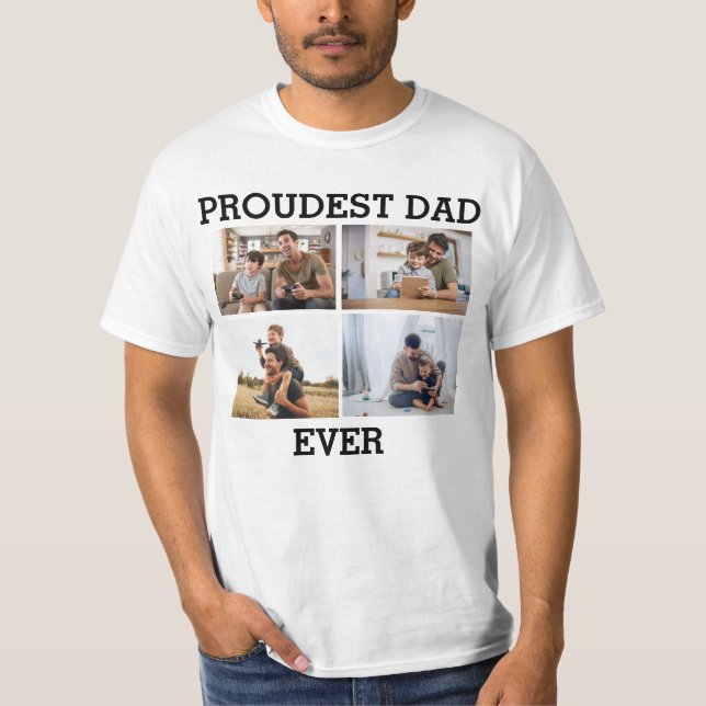 Stolzer Vater je Vater Foto Collage Bild T-Shirt (Vorderseite)