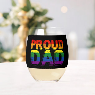 Stolzer Vater LGBT Elternteil Gay Pride Vater Weinglas Ohne Stiel