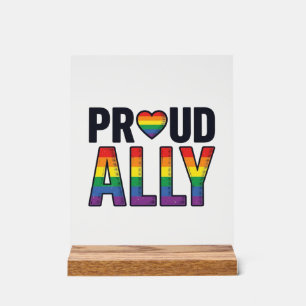 Stolzer Verbündeter Vintage Regenbogen Herz T-Shir Acrylschild