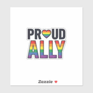 Stolzer Verbündeter Vintage Regenbogen Herz T-Shir Aufkleber