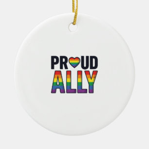 Stolzer Verbündeter Vintage Regenbogen Herz T-Shir Keramik Ornament