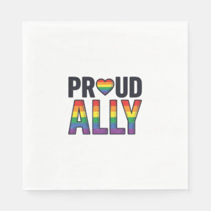Stolzer Verbündeter Vintage Regenbogen Herz T-Shir Serviette