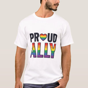 Stolzer Verbündeter Vintage Regenbogen Herz T-Shir T-Shirt