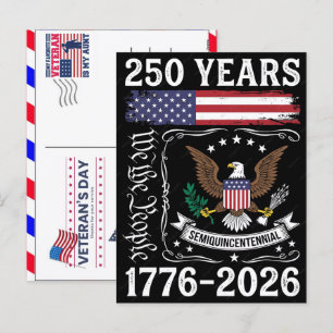 Stolzer Veteran 250 Jahre Amerika 1776 2026 Feiertagspostkarte