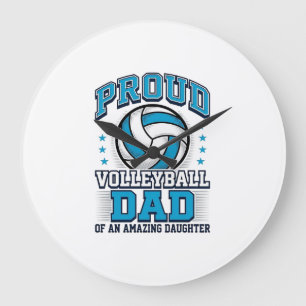 Stolzer Volleyball-Vater Vintage-Sportshirt-Design Große Wanduhr
